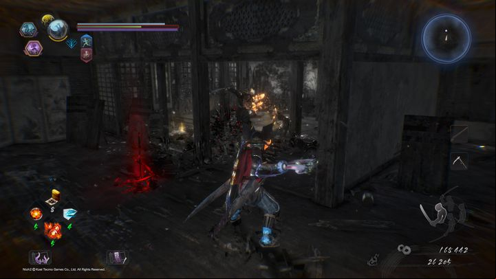 After defeating the enemy shown in the photo (on the right behind the cardboard door), you will free the building from the Yokai Realm - The Vipers Sanctum | NiOh 2 Walkthrough - Main missions - NiOh 2 Guide