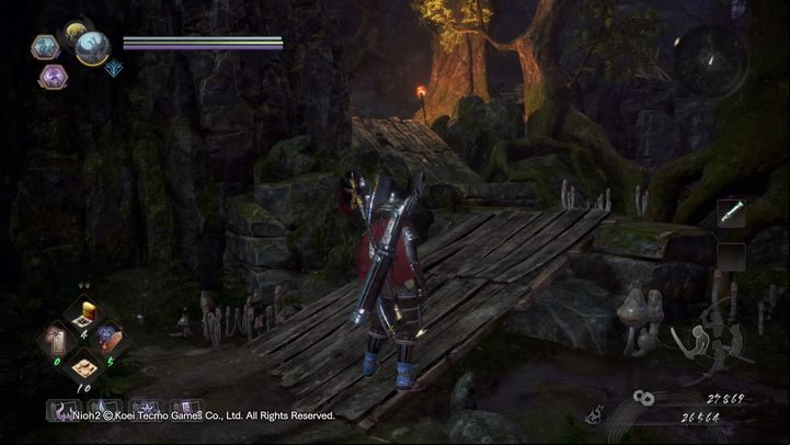 Youll encounter a warrior skeleton - defeat him and continue forward until you see a wooden house on your left - A Way Out | NiOh 2 Walkthrough - Main missions - NiOh 2 Guide