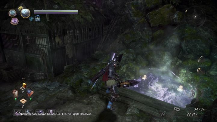 Go a little bit down and look right to see a hot spring where you can replenish your health - A Way Out | NiOh 2 Walkthrough - Main missions - NiOh 2 Guide