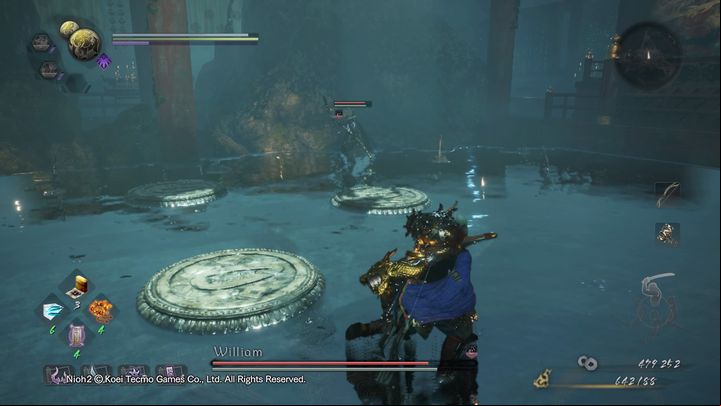 William can perform a Burst Attack, which activates Williams combo - NiOh 2: William boss fight walkthrough - Bosses - NiOh 2 Guide
