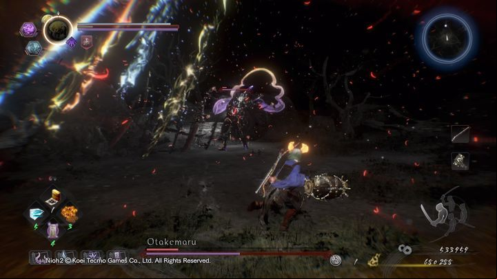 The second attack is the new Burst Counter, which is very deadly - NiOh 2: Otakemaru boss fight walkthrough - Bosses - NiOh 2 Guide