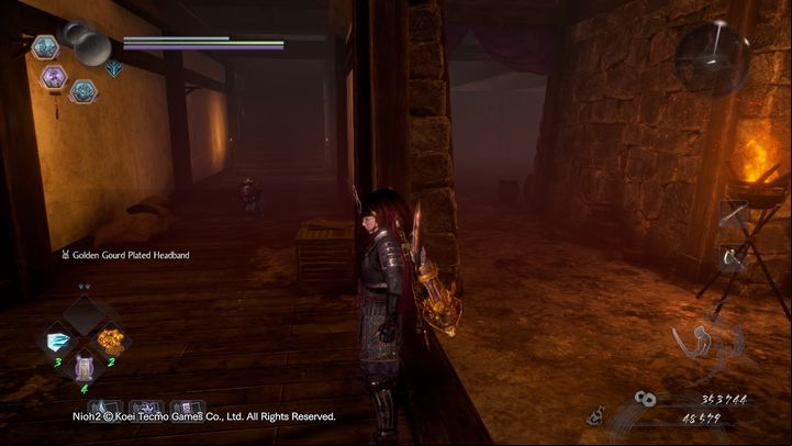 By going further, you should encounter an armed dog on the stairs, hes alone which makes him easy to kill - NiOh 2: The Golden Castle walkthrough - Main missions - NiOh 2 Guide