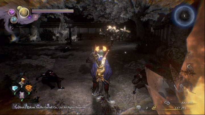The area is guarded by a Magatsu warrior and a Yokai soldier - NiOh 2: Cherry Blossom Viewing in Daigo walkthrough - Main missions - NiOh 2 Guide