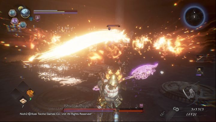Try to attack his gourd because thats where the Amrita crystals are located - NiOh 2: Shuten Doji boss fight walkthrough - Bosses - NiOh 2 Guide