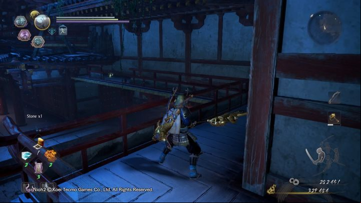 After picking it up, jump down and walk to the gap that is next to the ladder - NiOh 2: The Mausoleum of Evil walkthrough - Main missions - NiOh 2 Guide