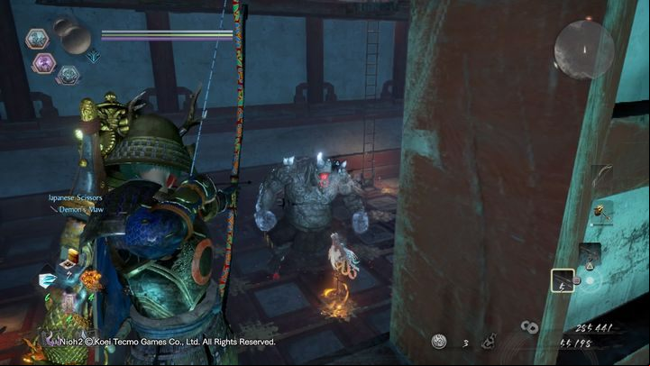 Start the fight by shooting him in the eye to stun him for a moment - NiOh 2: The Mausoleum of Evil walkthrough - Main missions - NiOh 2 Guide