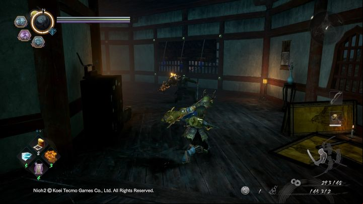 After defeating the Dweller, cross the small bridge and head to the next room - NiOh 2: The Mausoleum of Evil walkthrough - Main missions - NiOh 2 Guide