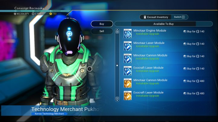 Each encountered space station has a vendor that sells upgrade modules - the price differs from station to station - No Mans Sky 2022: Exocraft - where to buy, technology blueprints - Upgrades - No Mans Sky Game Guide