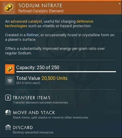 Sodium Nitrate can be obtained from portable refinery or occasionally found in crystal form on the surface of the planet - How to get Sodium Nitrate No Mans Sky NEXT? - Basic information - No Mans Sky Game Guide