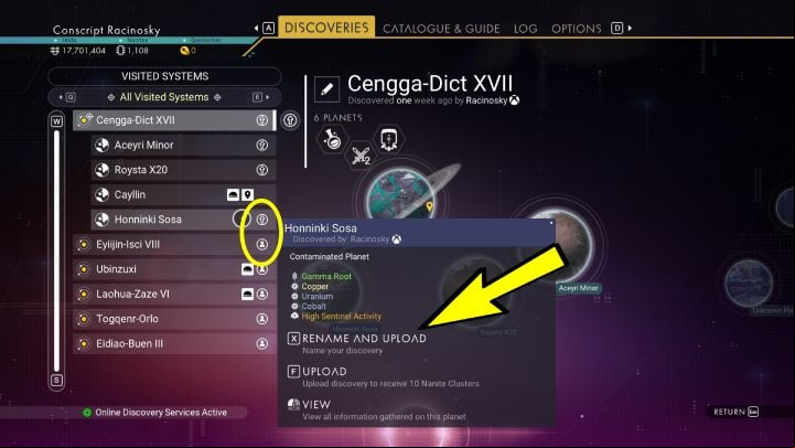 All the objects you have discovered can be found in the DISCOVERIES tab - No Mans Sky 2022: How to name newly-discovered planet, system or species? - FAQ - No Mans Sky Game Guide