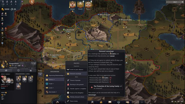 An alternative way to build power is to create a Vassal kingdom - Norland: How to become emperor? - FAQ - Norland Guide