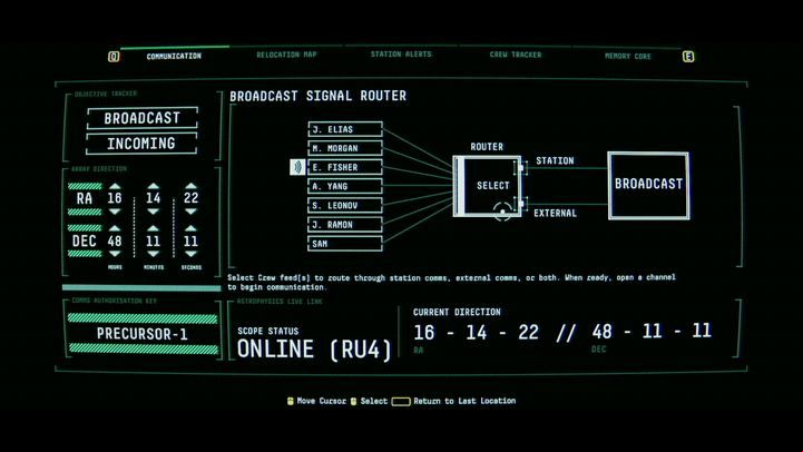 Go to SAMs system and open the COMMUNICATION tab - Observation: Second space walk, transmitting the message - walkthrough, level 5 - Walkthrough - Observation Guide