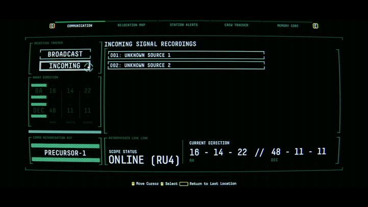 Go back to SAMs system and open the COMMUNICATION tab - Observation: Second space walk, transmitting the message - walkthrough, level 5 - Walkthrough - Observation Guide