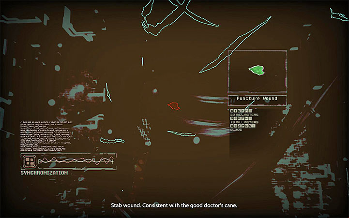 Specifically, you need to scan the unprotected wires, prostheses and implants inside the killers body, as well as the electric burns on the body, and a very well hidden puncture wound that is shown in the image above - Investigate the assassins body and break into his mind | Case #405 Walkthrough - Case #405: Finding Adam - Observer Game Guide