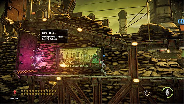 We start with going to the right - Oddworld Soulstorm: Sneak into the Overlook Tower, Slig Barracks - walkthrough - 9: Slig Barracks - Oddworld Soulstorm Guide