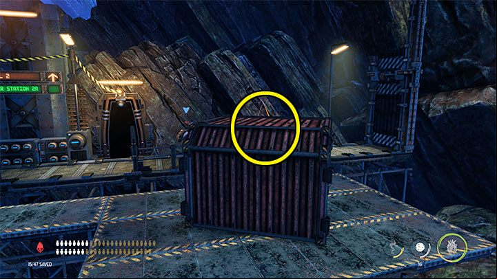 After reaching Level 2, Abe cannot immediately go to the right, because the road is blocked by inactive machines - Oddworld Soulstorm: Find a Way to Level 3, the Mines - walkthrough - 11: The Mines - Oddworld Soulstorm Guide