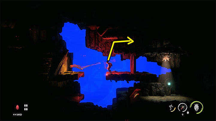 Look inside the nearest jugs, light a flare and slide down the elevator - Oddworld Soulstorm: Finding Fragons Eye, The Sanctum - walkthrough - 12: The Sanctum - Oddworld Soulstorm Guide