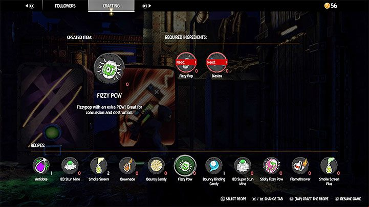 Required crafting components: Fizzy Pop, Blastos (rare material - can also be found in vending machines) - Oddworld Soulstorm: Gadgets - full list - Basics - Oddworld Soulstorm Guide