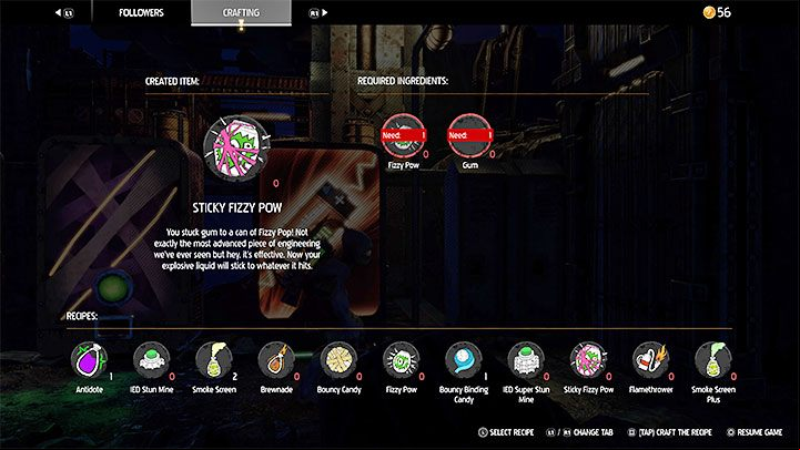 Required crafting components: Fizzy Pow, Gum (rare material - can also be found in vending machines) - Oddworld Soulstorm: Gadgets - full list - Basics - Oddworld Soulstorm Guide