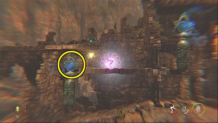 Move to the right and get acquainted with the tutorial of chanting located by the Story Stone - Oddworld Soulstorm: Finding other Mudokons, the Ruins - walkthrough - 2: The Ruins - Oddworld Soulstorm Guide