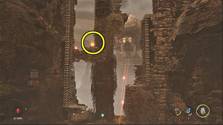 There is a checkpoint at the bottom, so if you fail the second climbing sequence, you will not have to repeat it all from the beginning - Oddworld Soulstorm: Escape Mollucks Blimp, The Blimp - walkthrough - 3: The Blimp - Oddworld Soulstorm Guide