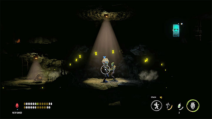 Our primary task in the second mine will again be to find the Phatoline canister - Oddworld Soulstorm: Crossing the valley again, Sorrow Valley - walkthrough - 5: Sorrow Valley - Oddworld Soulstorm Guide