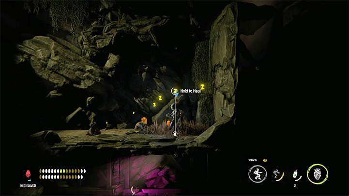 We need to jump down carefully - Oddworld Soulstorm: Crossing the valley again, Sorrow Valley - walkthrough - 5: Sorrow Valley - Oddworld Soulstorm Guide