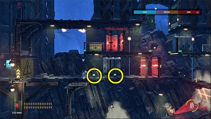 The first row of lockers is to the left of the starting point - Oddworld Soulstorm: Bying security, Necrum - walkthrough - 10: Necrum - Oddworld Soulstorm Guide
