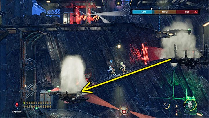 In the right section of the described area, you will find 1 Mudokon and a sleeping Slig on the ground floor (if you triggered an alarm, the enemy will eventually fall asleep again) - Oddworld Soulstorm: Bying security, Necrum - walkthrough - 10: Necrum - Oddworld Soulstorm Guide