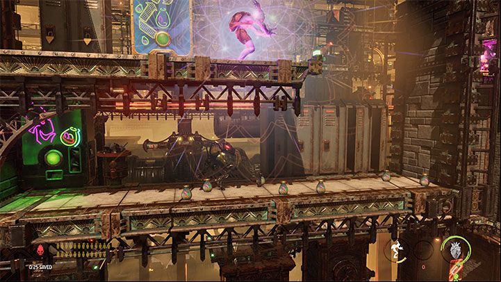 After checking all the above-described "starting" secrets, we go to the right and use the interactive age - Oddworld Soulstorm: Unlocking the platform in Workzone 1 - walkthrough - 14: Feeco Depot - Oddworld Soulstorm Guide