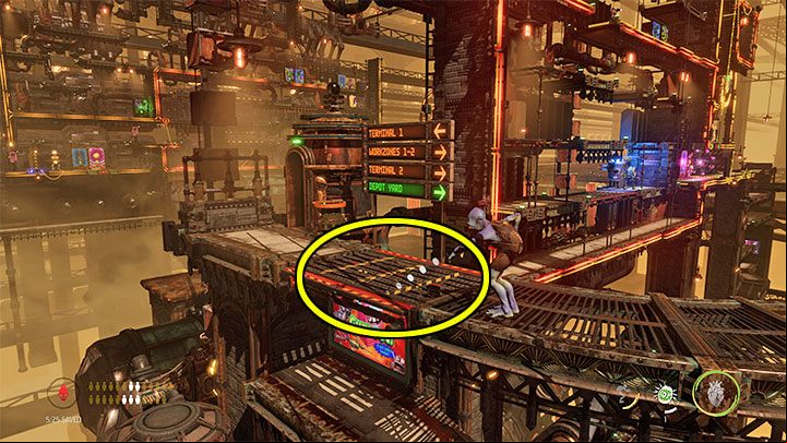 You have to get back to the Delivery Car you used to get to this place - Oddworld Soulstorm: Unlocking the platform in Workzone 1 - walkthrough - 14: Feeco Depot - Oddworld Soulstorm Guide