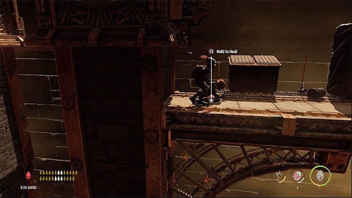 Each of the lower areas is guarded by Sligs, and it is best to get rid of them first - Oddworld Soulstorm: Unlocking the platform in Workzone 1 - walkthrough - 14: Feeco Depot - Oddworld Soulstorm Guide