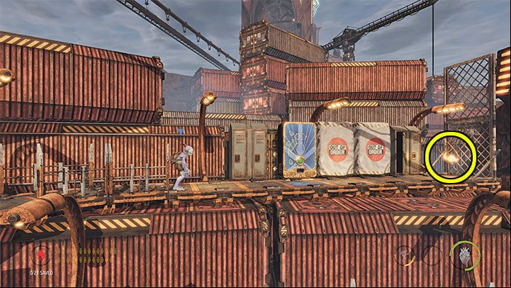 Contrary to what the message at the beginning of the mission says, you don't have to rush to reach the container with the antidote ingredients - Oddworld Soulstorm: Reaching the Security Station by crane - walkthrough - 15: The Yards - Oddworld Soulstorm Guide