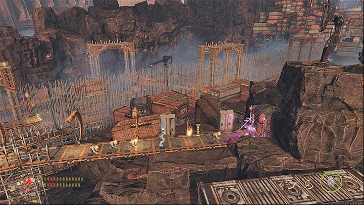Follow the new path - keep going right - Oddworld Soulstorm: Reaching the Security Station by crane - walkthrough - 15: The Yards - Oddworld Soulstorm Guide