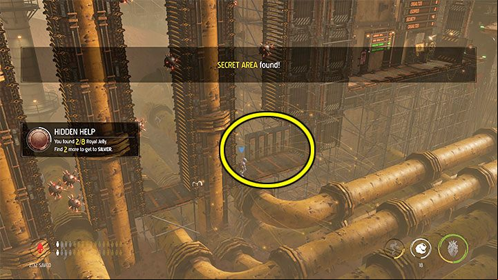 After reaching the last chimney, our character needs to head down for a change, which will require making very precise jumps to avoid colliding with the mines - Oddworld Soulstorm: Stage 6 - all secrets, list - Oddworld Soulstorm Guide