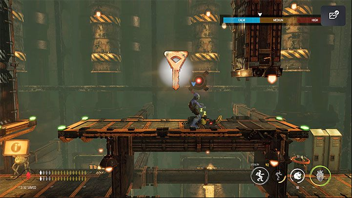The key is found after entering the first building after bying the snipers in the section with chimneys, that is, after reaching the Tank Row 1 location - Oddworld Soulstorm: Stage 6 - all secrets, list - Oddworld Soulstorm Guide