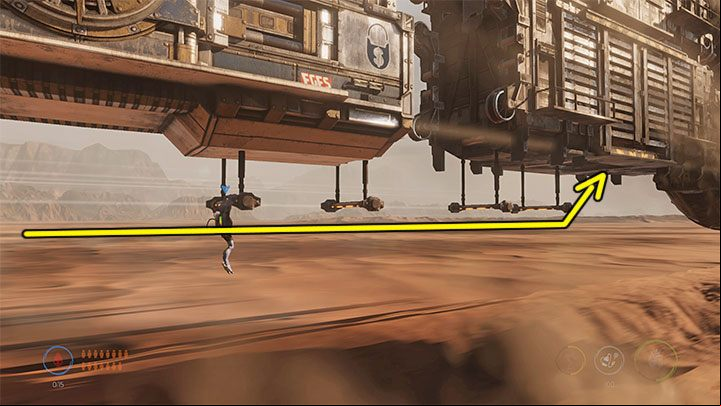Using the lever resulted in the platforms extending between the wagons in screenshot no - Oddworld Soulstorm: Stage 7 - all secrets, list - Oddworld Soulstorm Guide