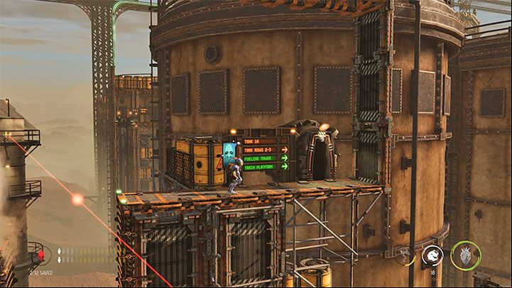 Regardless of whether we decide to explore the lower zones or not, we need to reach the upper right platform - Oddworld Soulstorm: Infiltrating the station, Phat Station - walkthrough - 6: Phat Station - Oddworld Soulstorm Guide