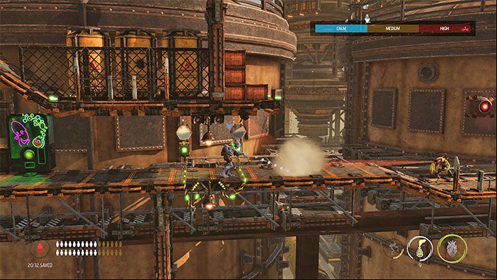 Use the elevator and optionally use a machine you - Oddworld Soulstorm: Crossing the Tank Row 3D, Phat Station - walkthrough - 6: Phat Station - Oddworld Soulstorm Guide