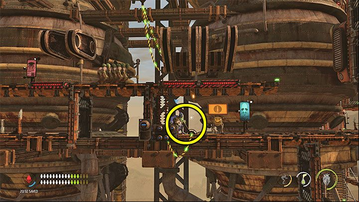 New traps will appear starting from this area - rotating mechanisms - Oddworld Soulstorm: Reaching the top of the Fueling Tower, Phat Station - walkthrough - 6: Phat Station - Oddworld Soulstorm Guide