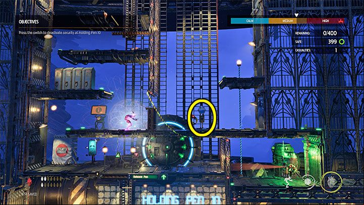 After the Mudokons escape, we use possession on any of the Sligs - Oddworld Soulstorm: Holding Pen 10-6, Escape - guide - 13: Escape - Oddworld Soulstorm Guide