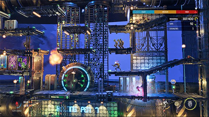 After the fighting begins, we suggest using candy to stun the first flying slug and then use possession on the right "ordinary" Slig - Oddworld Soulstorm: Holding Pen 10-6, Escape - guide - 13: Escape - Oddworld Soulstorm Guide