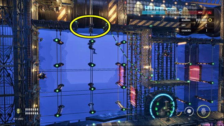 The most demanding is the last bit, because we need to reach Abe to the upper left hole - Oddworld Soulstorm: Holding Pen 5-1, Escape - guide - 13: Escape - Oddworld Soulstorm Guide
