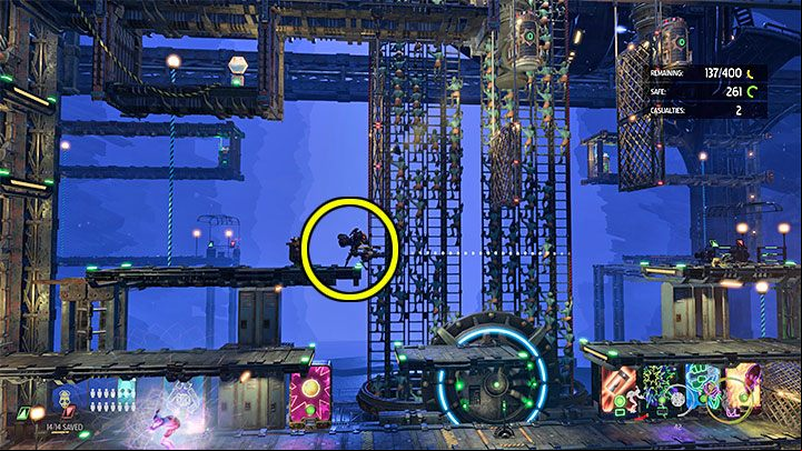 We pull the lever, hide downstairs, and re-use possession on the enemy with the minigun - Oddworld Soulstorm: Holding Pen 5-1, Escape - guide - 13: Escape - Oddworld Soulstorm Guide