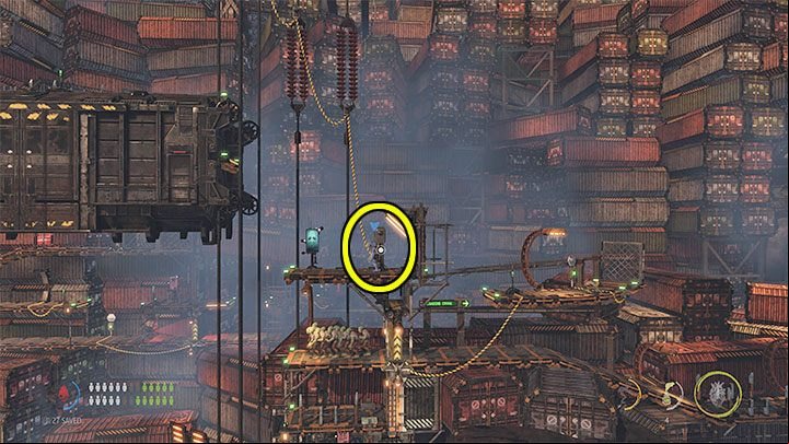 This location features a puzzle with 3 containers that Abe must solve alone - Oddworld Soulstorm: Crossing The Gantry Channel, The Yards - walkthrough - 15: The Yards - Oddworld Soulstorm Guide
