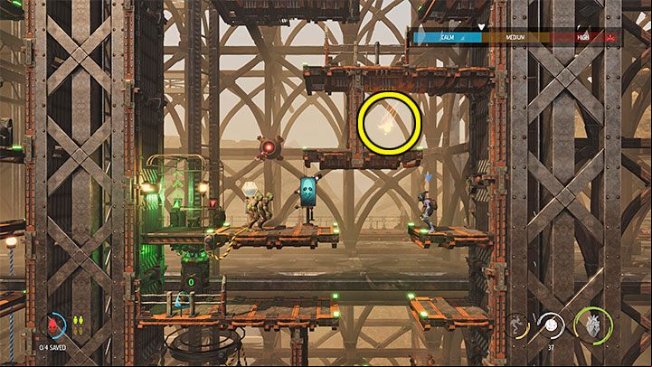 At the end of the ride, approach the aforementioned Slig and stun/bind him - Oddworld Soulstorm: Reunion At The Old Trellis - walkthrough - 8: Reunion at the Old Trellis - Oddworld Soulstorm Guide