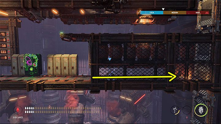 As in one of the previous locations, the next area can be accessed via narrow age by the ceiling - Oddworld Soulstorm: Opening the 1st and the 2nd gate, Brewery - walkthrough - 16: Brewery - Oddworld Soulstorm Guide
