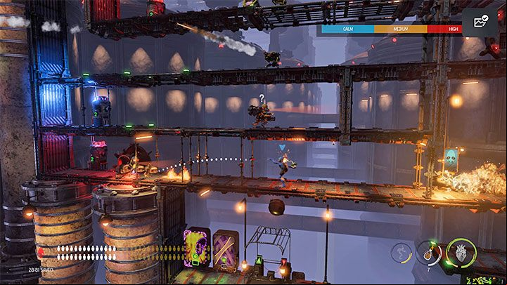 The fight will begin after you cross the red barrier - Oddworld Soulstorm: Opening the 1st and the 2nd gate, Brewery - walkthrough - 16: Brewery - Oddworld Soulstorm Guide