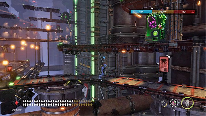 Abe can use the lower ageway to the right of the mobile platform only after he reaches the Work Wheel and completes the mandatory mission objective, which is to open the third gate - Oddworld Soulstorm: opening the last Gate, Brewery - walkthrough - 16: Brewery - Oddworld Soulstorm Guide