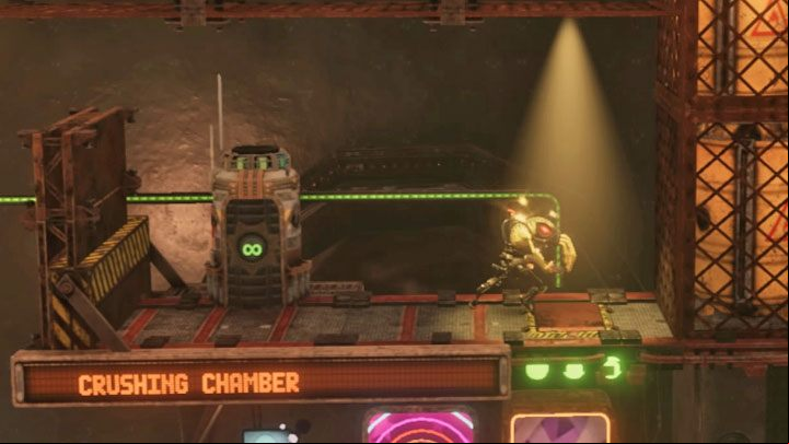 There are 3 Sligs in the Crushing Chamber, but Abe cannot reach them - Oddworld Soulstorm: Activating 5 Brewing Chambers - walkthrough - 17: Eye of the Storm - Final - Oddworld Soulstorm Guide